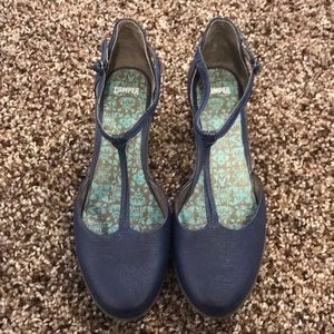 NWT Camper blue leather Mary Janes
